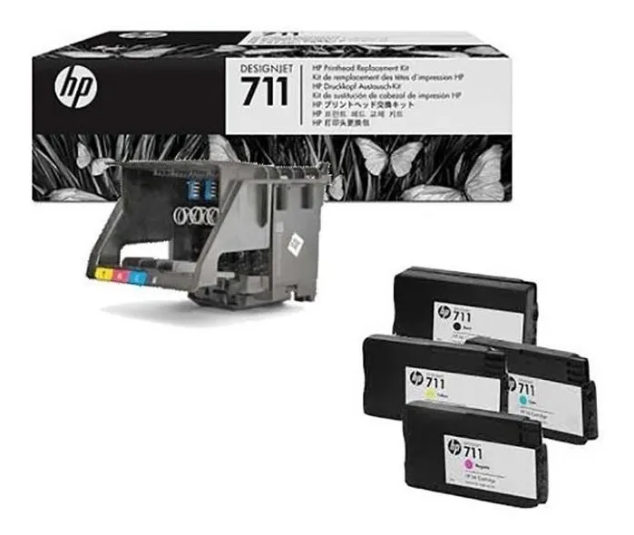 Kit Cabezal + 4 Tintas Hp 711 Original C1q10a T120 T520 - Imagen 3