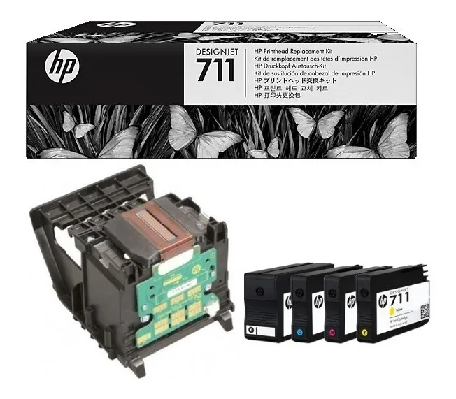 Kit Cabezal + 4 Tintas Hp 711 Original C1q10a T120 T520